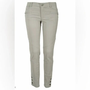 Peruvian connection size 2 Moto White sand pants  ankle buttons zipper